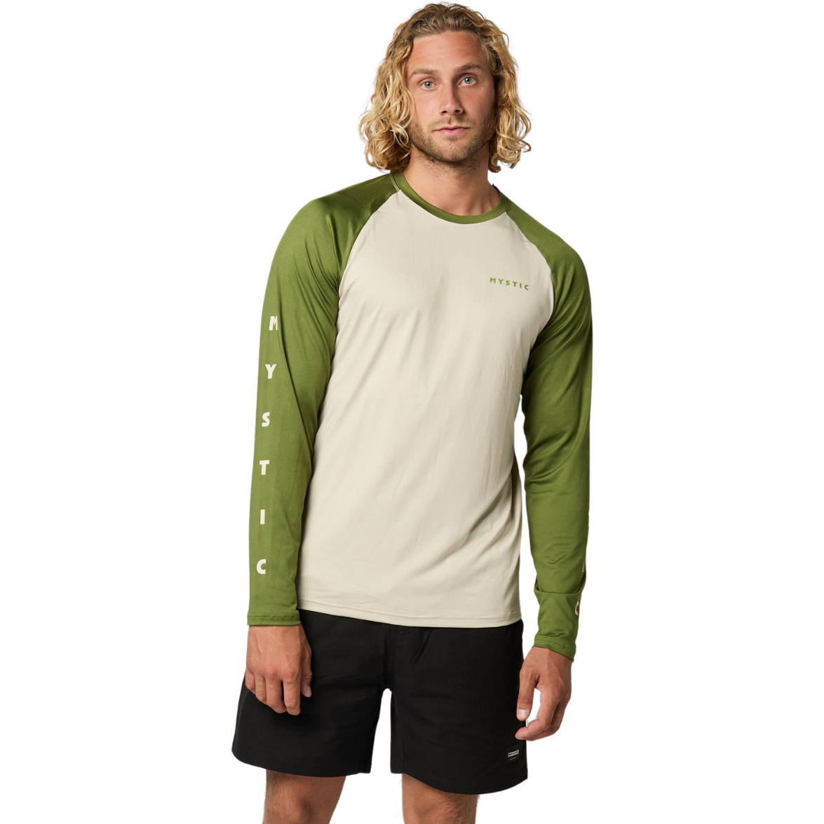 2025 Mystic Mens Bolt Long Sleeve Quickdry Rash Vest 35001.240157 - Moss